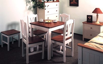 Dřevěný jídelní stůl bílo-hnědý Gazel.
