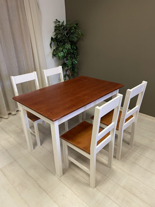 Jídelní set pro 4 osoby, bílo-hnědý