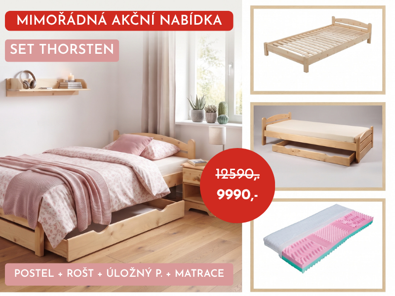 Spántkový set Thorsten 90x200 cm přírodní smrk